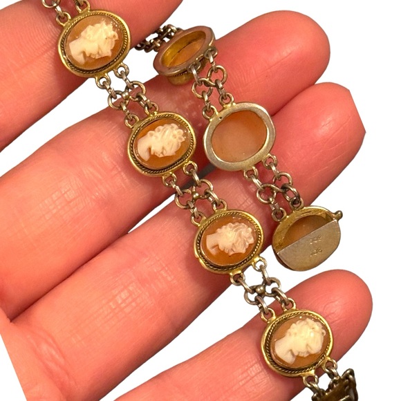 Antique Cameo link bracelet Victorian 800 silver Hand carved - Picture 6 of 8